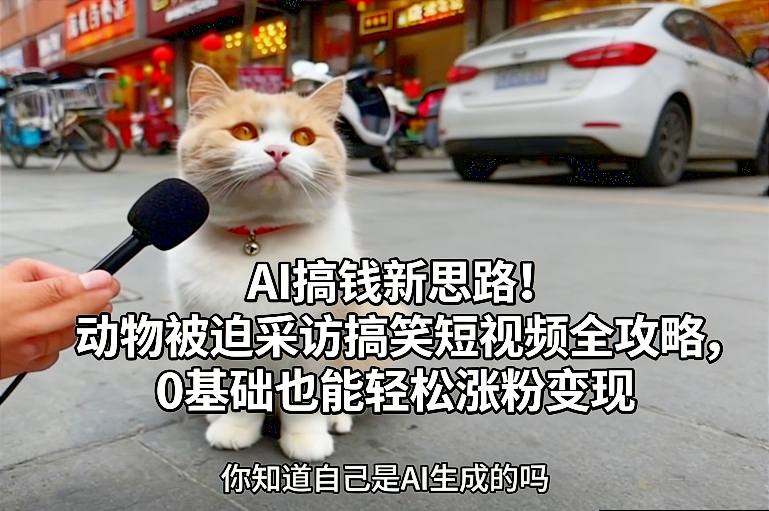 AI搞钱新思路！动物被迫采访搞笑短视频全攻略，0基础也能轻松涨粉变现-翌晨科技网