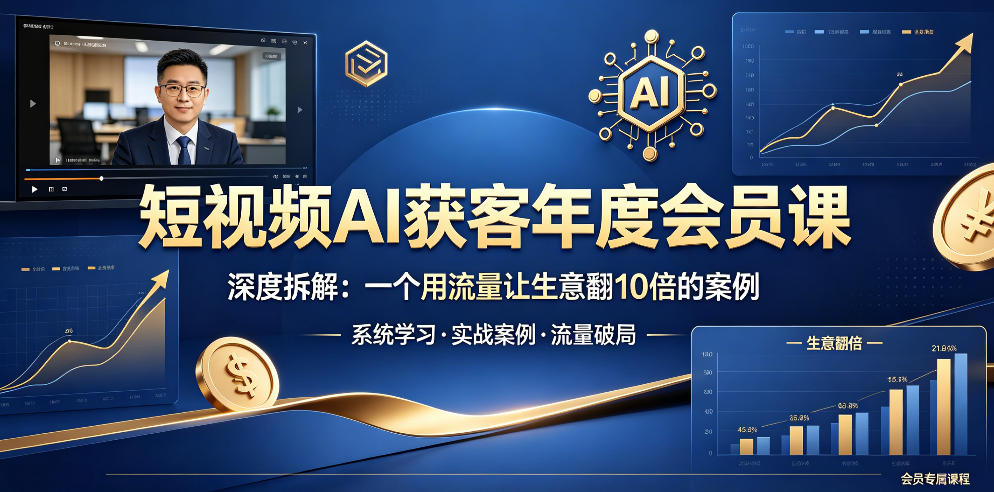 短视频AI获客年度会员课，深度拆解，一个用流量让生意翻10倍的案例-翌晨科技网