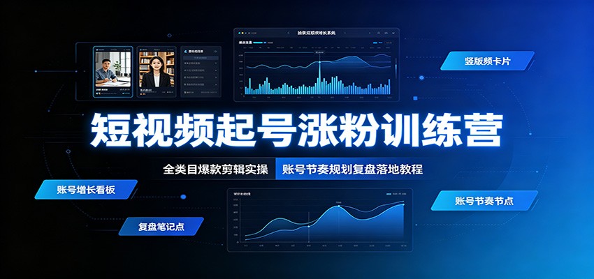 短视频起号涨粉训练营：全类目爆款剪辑实操，账号节奏规划复盘落地教程-翌晨科技网