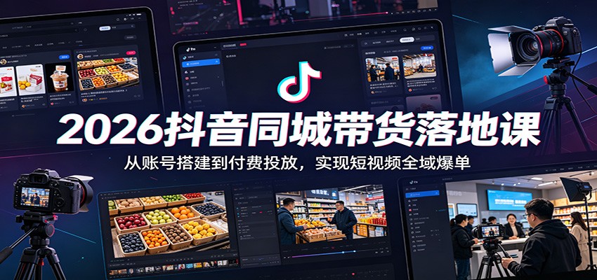 2026抖音同城带货落地课：从账号搭建到付费投放，实现短视频全域爆单-翌晨科技网