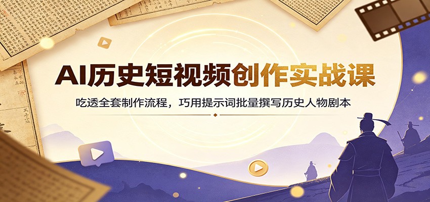 AI历史短视频创作实战课：吃透全套制作流程，巧用提示词批量撰写历史人物剧本-翌晨科技网