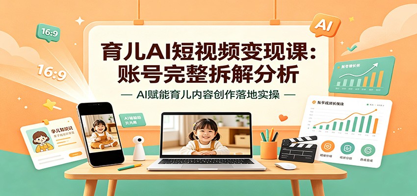 育儿AI短视频变现课：账号完整拆解分析，AI赋能育儿内容创作落地实操-翌晨科技网