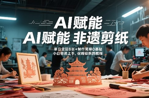 AI赋能非遗剪纸，地标性建筑爆款视频，单日变现8张+制作简单0基础，小白容易上手，保姆级拆解教程-翌晨科技网