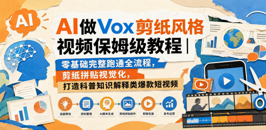 AI做Vox剪纸风格视频保姆级教程｜零基础完整跑通全流程，剪纸拼贴视觉化，打造科普知识解释类爆款短视频-翌晨科技网