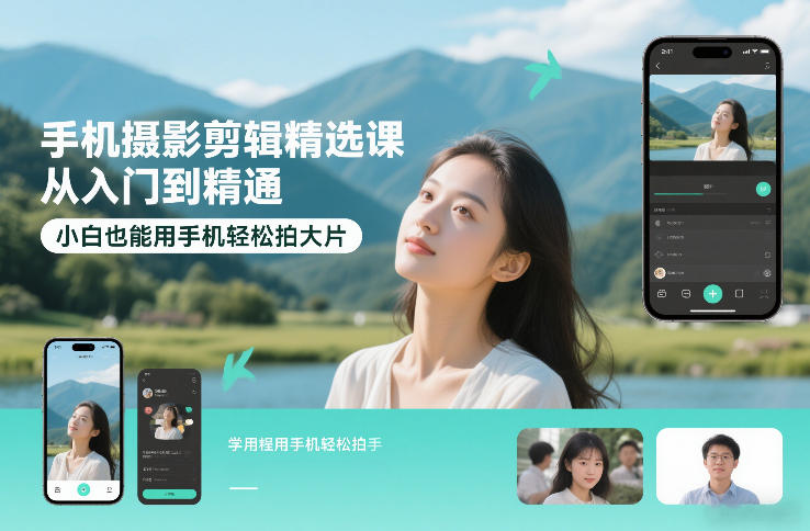 手机摄影剪辑精选课，从入门到精通，小白也能用手机轻松拍大片-翌晨科技网