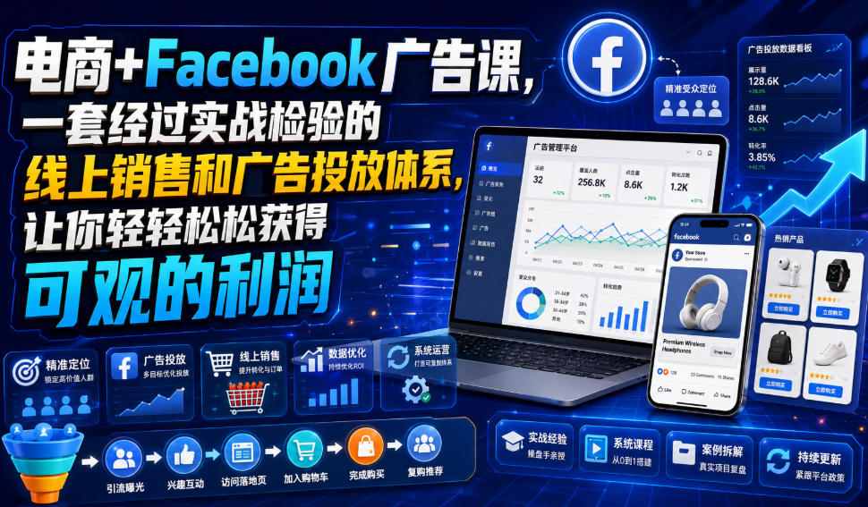 电商+Facebook广告课，一套经过实战检验的线上销售和广告投放体系，让你轻轻松松获得可观的利润【原创双语字幕】-翌晨科技网