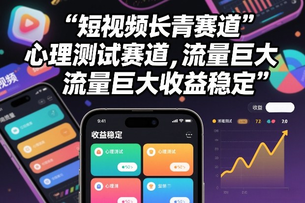 短视频长青赛道，心里测试赛道，流量巨大，收益稳定-翌晨科技网
