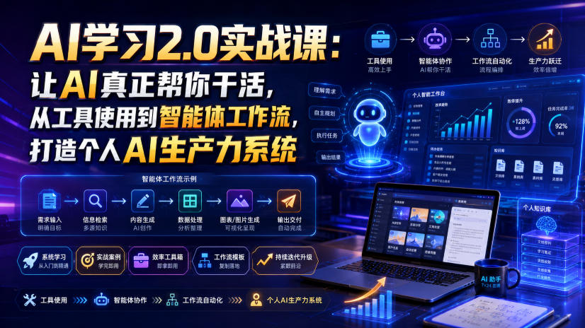 AI学习2.0实战课：让AI真正帮你干活，从工具使用到智能体工作流，打造个人AI生产力系统-翌晨科技网