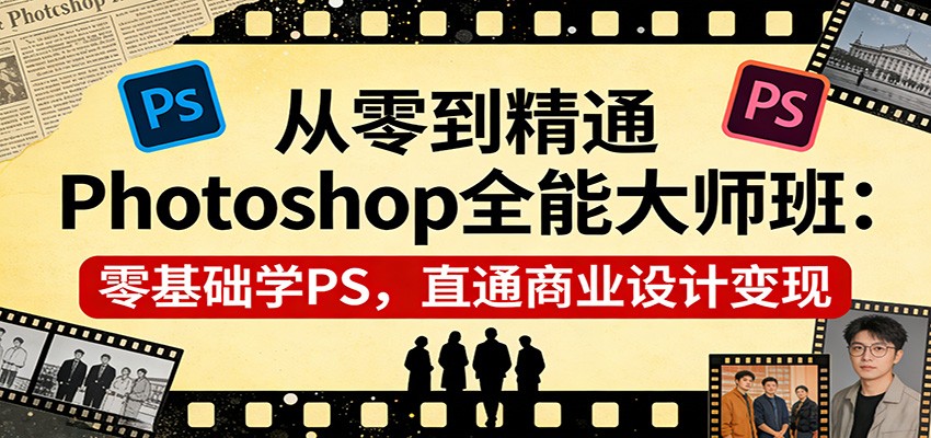 从零到精通Photoshop全能大师班：零基础学PS，直通商业设计变现-翌晨科技网
