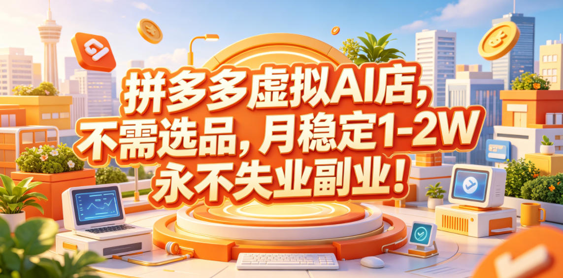 拼多多虚拟AI店,不需选品,月稳定1-2W,永不失业副业!【揭秘】-翌晨科技网