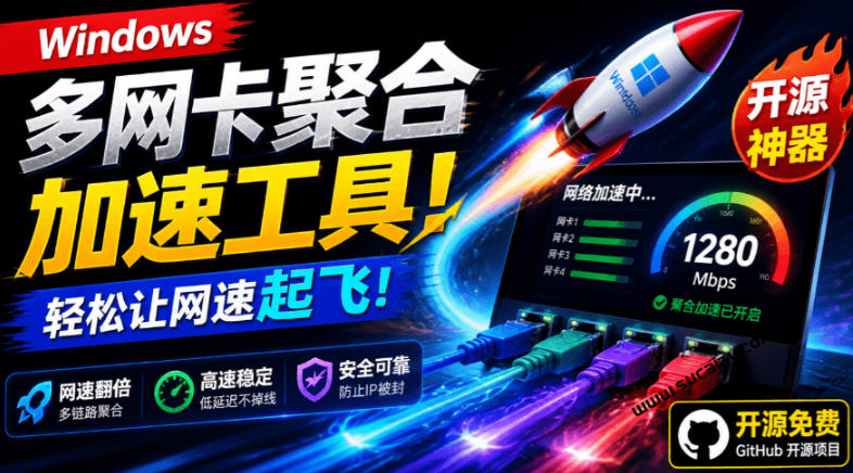 Github开源黑科技！多网卡网速聚合加速工具，一键让你的电脑网速起飞，这感觉也太爽了HypoMux-翌晨科技网
