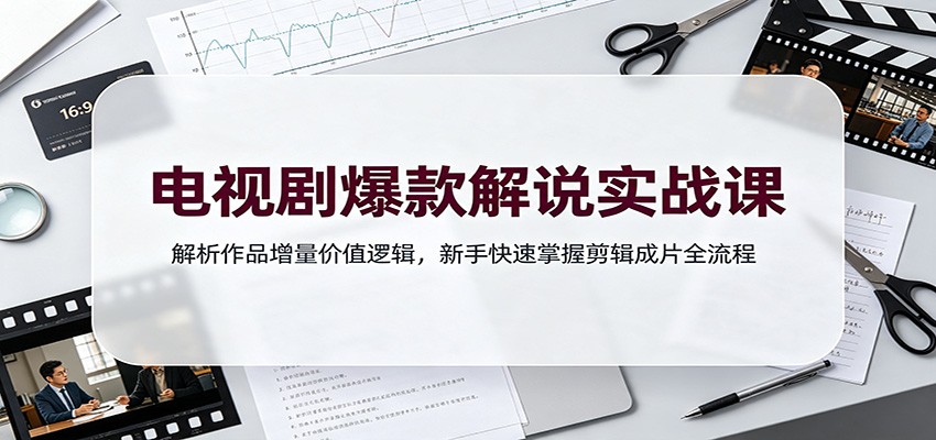 电视剧爆款解说实战课：解析作品增量价值逻辑，新手快速掌握剪辑成片全流程-翌晨科技网