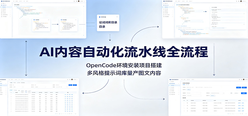AI内容自动化流水线全流程：OpenCode环境安装项目搭建，多风格提示词库量产图文内容-翌晨科技网