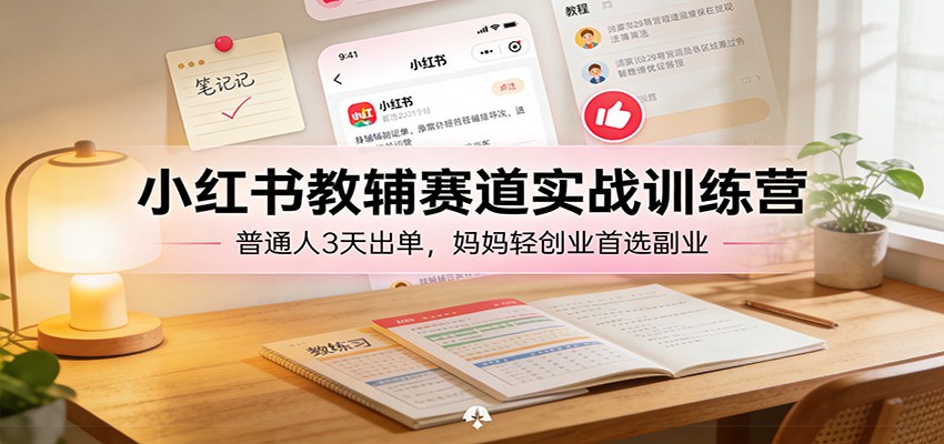 小红书教辅赛道实战训练营：普通人3天出单，妈妈轻创业首选副业-翌晨科技网
