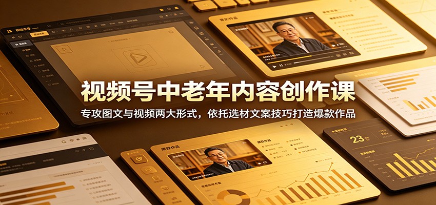 视频号中老年内容创作课：专攻图文与视频两大形式，依托选材文案技巧打造爆款作品-翌晨科技网
