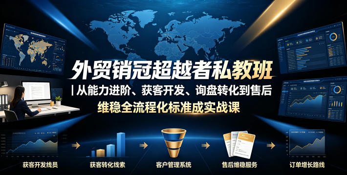 外贸销冠超越者私教班｜从能力进阶、获客开发、询盘转化到售后维稳全流程标准化成交实战课-翌晨科技网