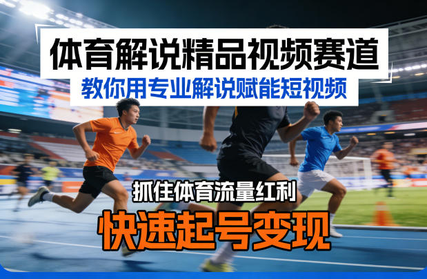 体育解说精品视频赛道，教你用专业解说赋能短视频，抓住体育流量红利，快速起号变现-翌晨科技网