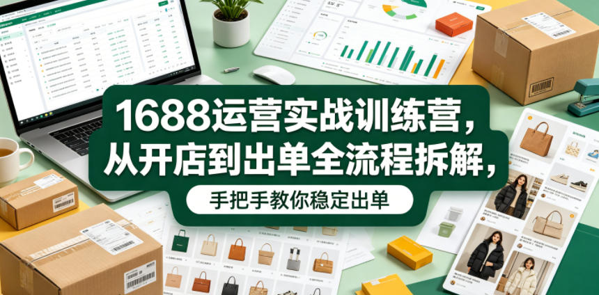 1688运营实战训练营，从开店到出单全流程拆解，手把手教你稳定出单-翌晨科技网