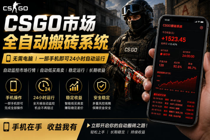 24小时自动监控CS饰品市场，手机即可完成全部操作实现自动搬砖盈利，日入300+【揭秘】-翌晨科技网