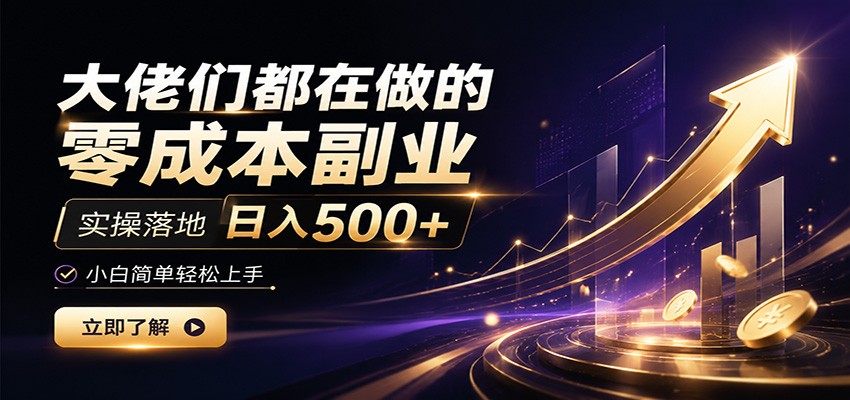 大佬们都在做的零成本副业，实操落地日入500+，小白一秒上手-翌晨科技网