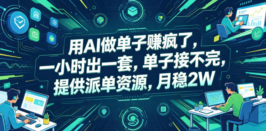 用AI做单子賺疯了，一小时出一套，单子接不完，提供派单资源，月稳2W【揭秘】-翌晨科技网