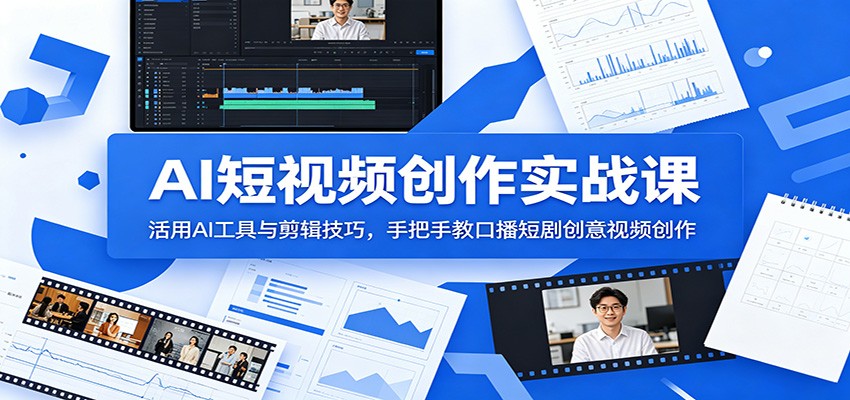 AI短视频创作实战课：活用AI工具与剪辑技巧，手把手教口播短剧创意视频创作-翌晨科技网