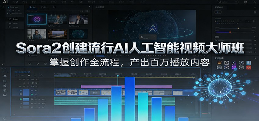 Sora2创建流行AI人工智能视频大师班，掌握创作全流程，产出百万播放内容-翌晨科技网