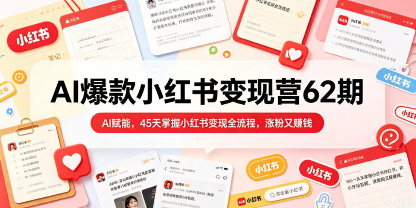 AI爆款小红书变现营62期2026年5月，AI赋能，45天掌握小红书变现全流程，涨粉又賺钱-翌晨科技网