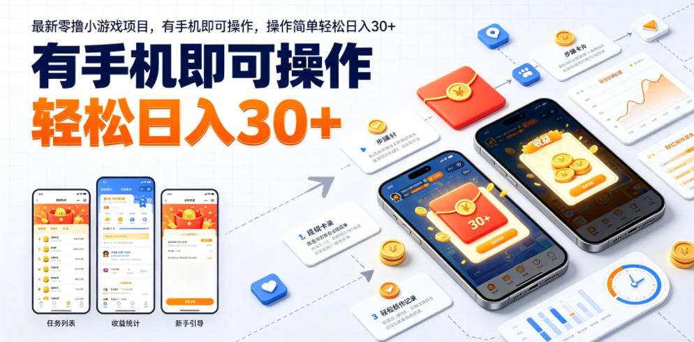 最新零撸小游戏项目，有手机即可操作，操作简单轻松日入30+-翌晨科技网