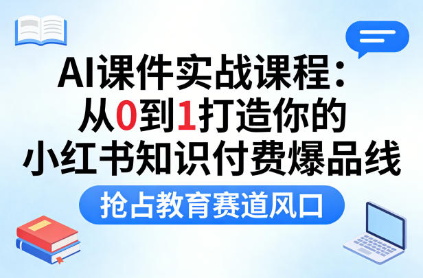 AI课件实战课程，从0到1打造你的小红书知识付费爆品线，抢占教育赛道风口-翌晨科技网