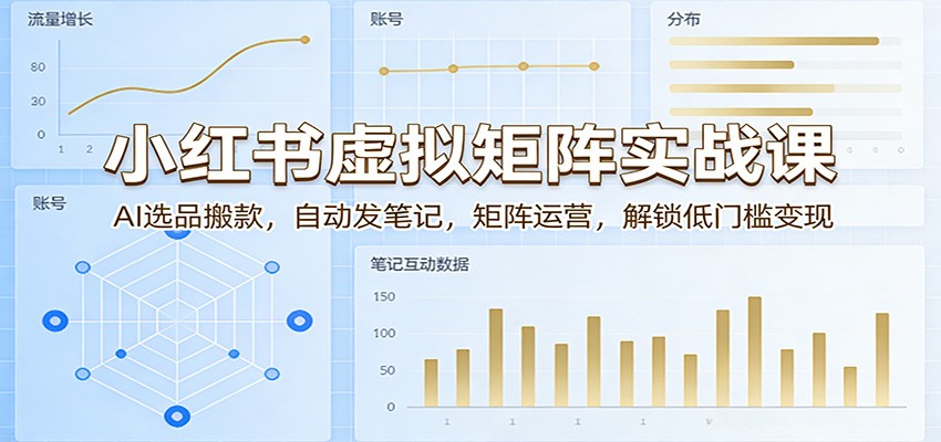 小红书虚拟矩阵实战课：AI选品搬款，自动发笔记，矩阵运营，解锁低门槛变现-翌晨科技网