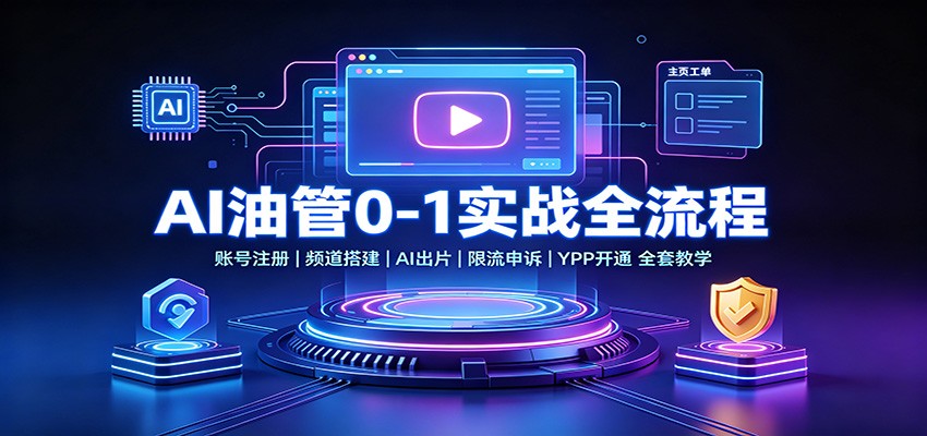 AI油管0-1实战：账号注册频道搭建，AI出片，限流申诉，YPP开通全套教学-翌晨科技网
