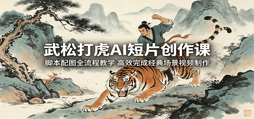 武松打虎AI短片创作课：脚本配图全流程教学，高效完成经典场景视频制作-翌晨科技网
