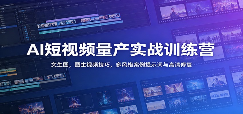 AI短视频量产实战训练营：文生图，图生视频技巧，多风格案例提示词与高清修复-翌晨科技网