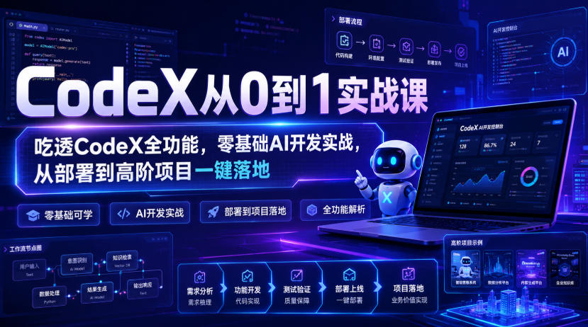 CodeX从0到1实战课，吃透CodeX全功能，零基础AI开发实战，从部署到高阶项目一键落地-翌晨科技网