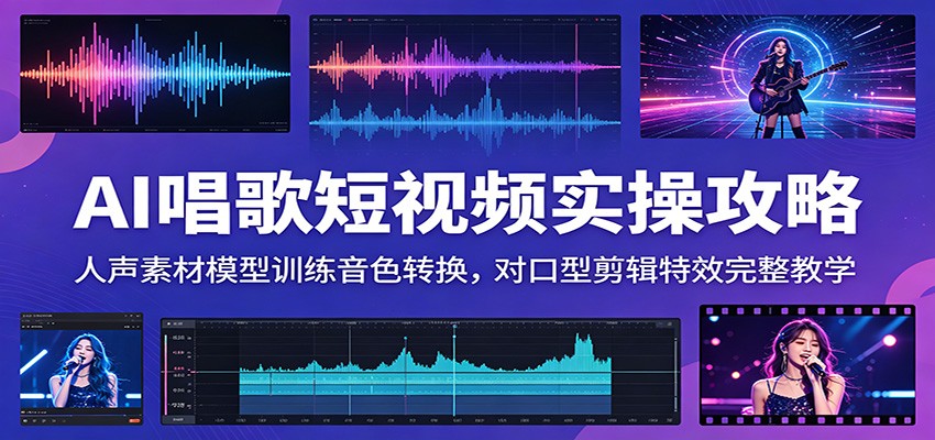 AI唱歌短视频实操攻略：人声素材模型训练音色转换，对口型剪辑特效完整教学-翌晨科技网