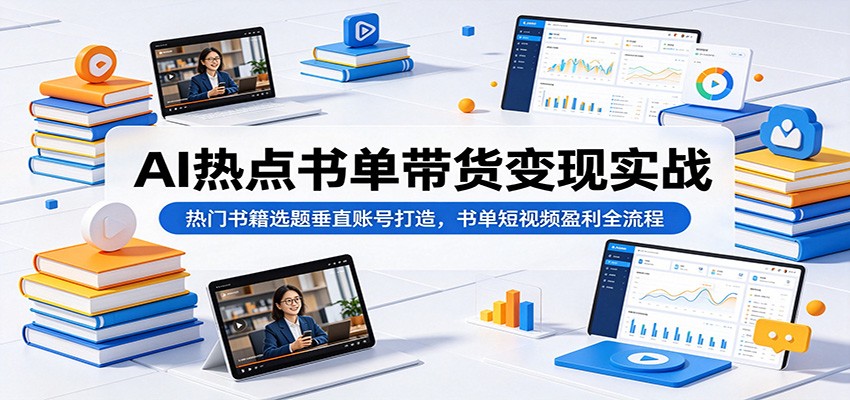 AI热点书单带货变现实战：热门书籍选题垂直账号打造，书单短视频盈利全流程-翌晨科技网