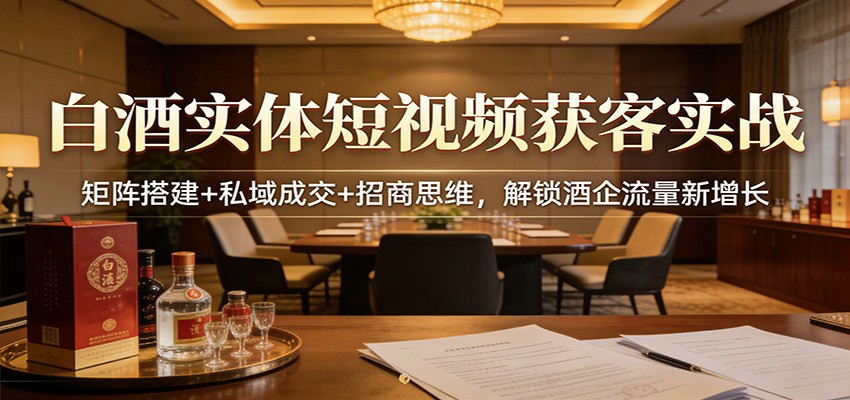 白酒实体短视频获客实战：矩阵搭建+私域成交+招商思维，解锁酒企流量新增长-翌晨科技网