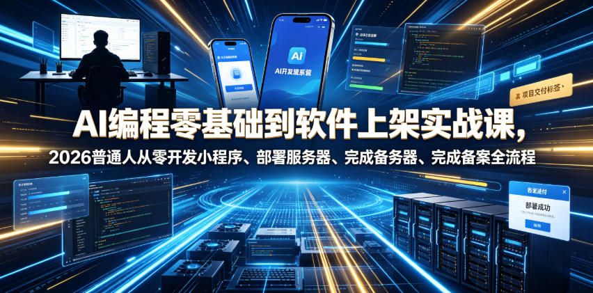 AI编程零基础到软件上架实战课，2026普通人从零开发小程序、部署服务器、完成备案全流程项目落地教程-翌晨科技网