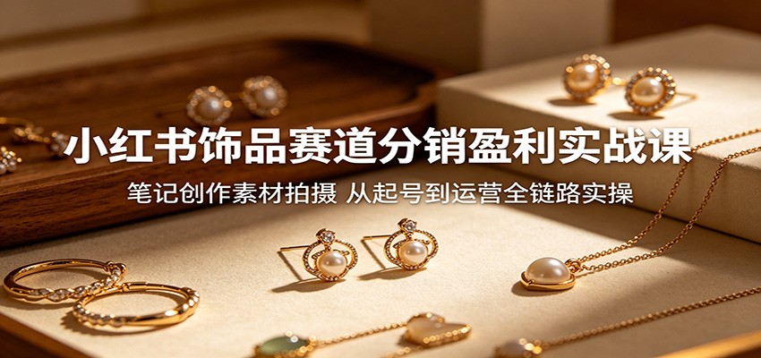 小红书饰品赛道分销盈利实战课：笔记创作素材拍摄，从起号到运营全链路实操-翌晨科技网