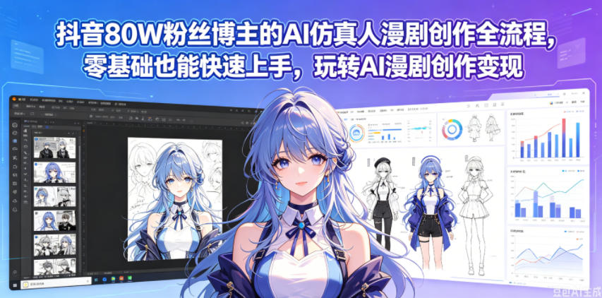 抖音80W粉丝博主的AI仿真人漫剧创作全流程，零基础也能快速上手，玩转AI漫剧创作变现-翌晨科技网