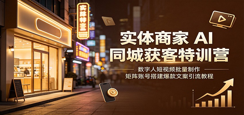 实体商家AI同城获客特训营：数字人短视频批量制作，矩阵账号搭建爆款文案引流教程-翌晨科技网