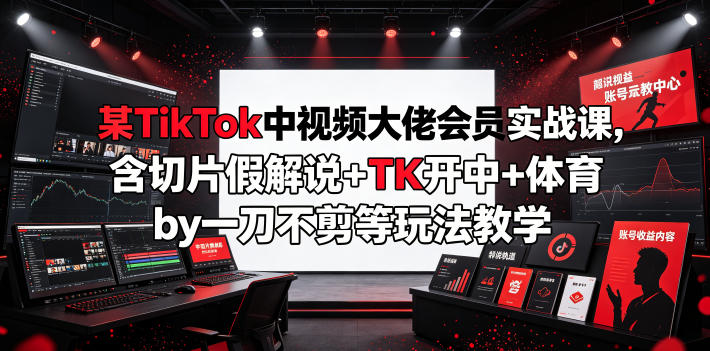 某TikTok中视频大佬会员实战课,含切片假解说+TK开中+体育by一刀不剪等玩法教学-翌晨科技网