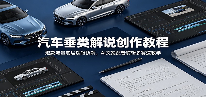 汽车垂类解说创作教程：爆款流量底层逻辑拆解，AI文案配音剪辑多赛道教学-翌晨科技网