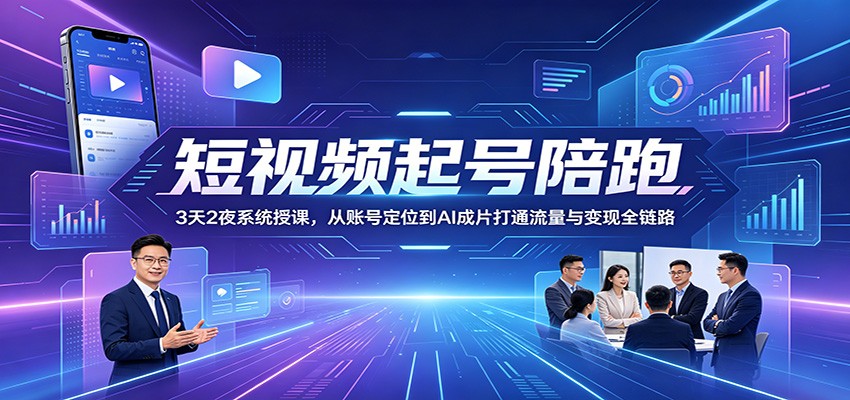 短视频起号陪跑：3天2夜系统授课，从账号定位到AI成片打通流量与变现全链路-翌晨科技网