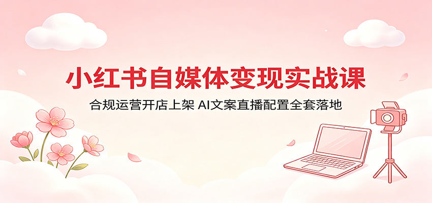 小红书自媒体变现实战课：合规运营开店上架，AI文案直播配置全套落地-翌晨科技网
