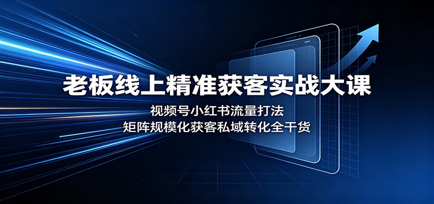 老板线上精准获客实战大课：视频号小红书流量打法，矩阵规模化获客私域转化全干货-翌晨科技网