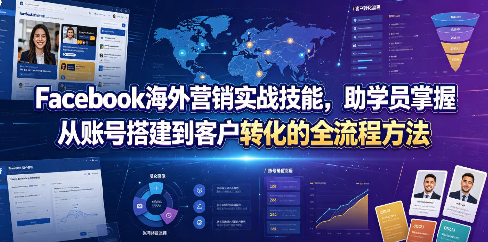 Facebook海外营销实战技能，助学员掌握从账号搭建到客户转化的全流程方法-翌晨科技网