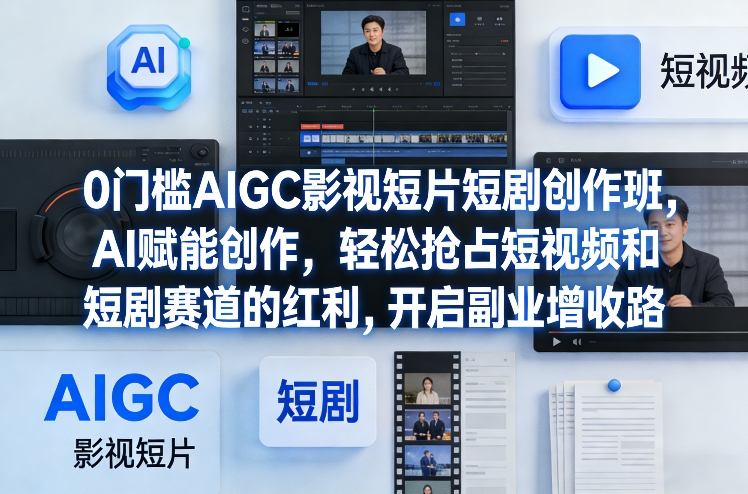 0门槛AIGC影视短片短剧创作班，AI赋能创作，轻松抢占短视频和短剧赛道的红利，开启副业增收路-翌晨科技网