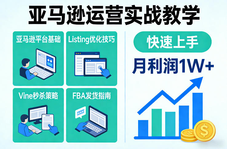 亚马逊运营实战教学，亚马逊平台+Listing优化+Vine秒杀+FBA发货等，快速上手，实现店铺月利润1W-翌晨科技网